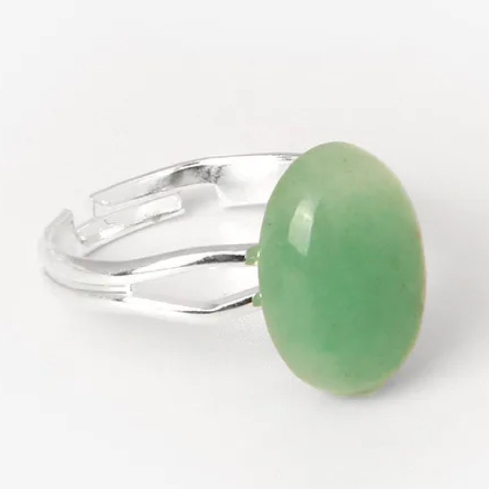 Green aventurine Natural Stone Ring Adjustable